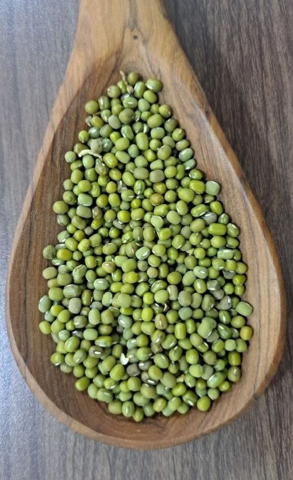 green mung beans in spoon